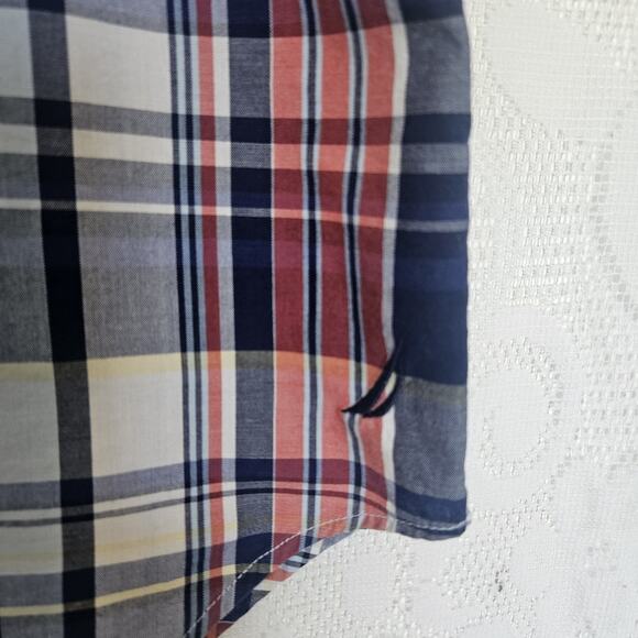 Nautica Mens XLarge Sea Voyage Plaid Classic Button Up Shirt Cotton Patriotic - Picture 5 of 11